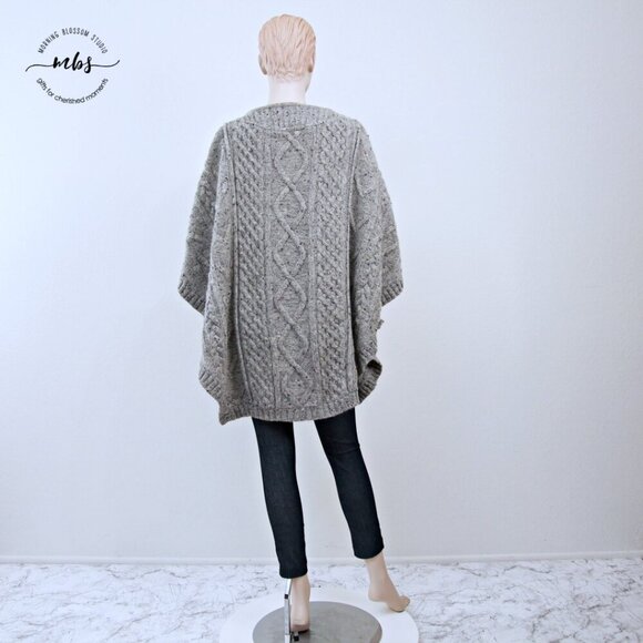Fox Run Vintage Wool Long Cable Knit Sweater Tunic Gray Women M - Picture 4 of 10